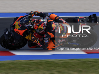 Pol Espargaro of Spain and Red Bull KTM Factory Racing rides on track during Free Practice of MotoGP of San Marino at Misano World Circuit i...