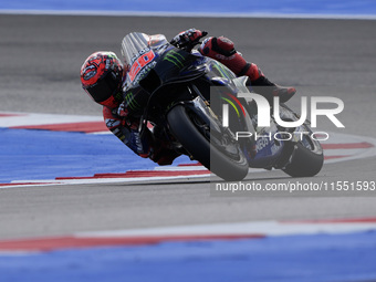 Fabio Quartararo of France and Monster Energy Yamaha MotoGP rides on track during Free Practice of MotoGP of San Marino at Misano World Circ...