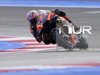 Jack Miller of Australia and Red Bull KTM Factory Racing rides on track during Free Practice of MotoGP Of San Marino at Misano World Circuit...