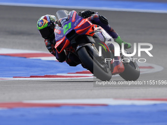 Franco Morbidelli of Italy and Prima Pramac Racing rides on track during Free Practice of MotoGP of San Marino at Misano World Circuit in Mi...