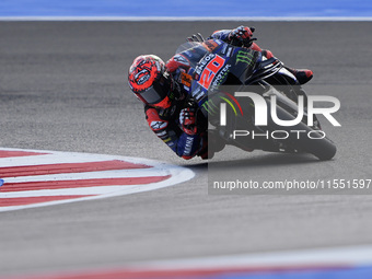 Fabio Quartararo of France and Monster Energy Yamaha MotoGP rides on track during Free Practice of MotoGP of San Marino at Misano World Circ...