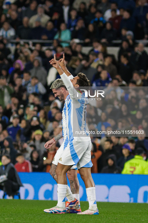 Paulo Dybala of Argentina celebrates after scoring the third goal of his team during the FIFA World Cup 2026 Qualifier match between Argenti...