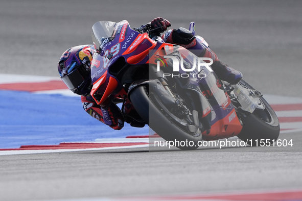 Jorge Martin of Spain and Prima Pramac Racing rides on track during Free Practice of MotoGP Of San Marino at Misano World Circuit in Misano...