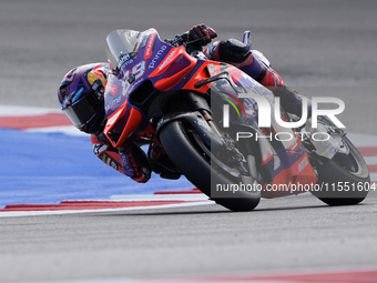 Jorge Martin of Spain and Prima Pramac Racing rides on track during Free Practice of MotoGP Of San Marino at Misano World Circuit in Misano...