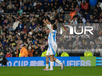 Paulo Dybala of Argentina celebrates after scoring the third goal of his team during the FIFA World Cup 2026 Qualifier match between Argenti...