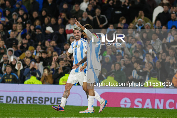 Paulo Dybala of Argentina celebrates after scoring the third goal of his team during the FIFA World Cup 2026 Qualifier match between Argenti...