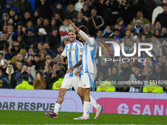 Paulo Dybala of Argentina celebrates after scoring the third goal of his team during the FIFA World Cup 2026 Qualifier match between Argenti...