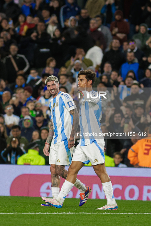 Paulo Dybala of Argentina celebrates after scoring the third goal of his team during the FIFA World Cup 2026 Qualifier match between Argenti...