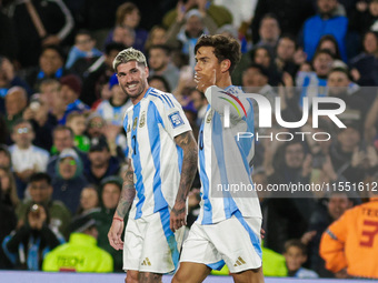 Paulo Dybala of Argentina celebrates after scoring the third goal of his team during the FIFA World Cup 2026 Qualifier match between Argenti...