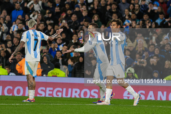 Paulo Dybala of Argentina celebrates after scoring the third goal of his team during the FIFA World Cup 2026 Qualifier match between Argenti...