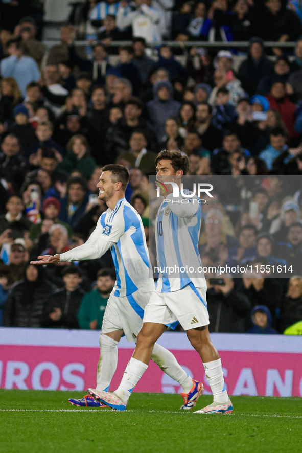 Paulo Dybala of Argentina celebrates after scoring the third goal of his team during the FIFA World Cup 2026 Qualifier match between Argenti...