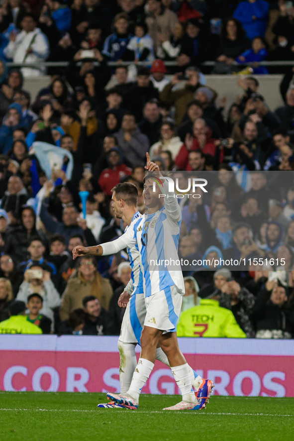 Paulo Dybala of Argentina celebrates after scoring the third goal of his team during the FIFA World Cup 2026 Qualifier match between Argenti...