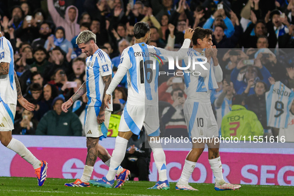 Paulo Dybala of Argentina celebrates after scoring the third goal of his team during the FIFA World Cup 2026 Qualifier match between Argenti...