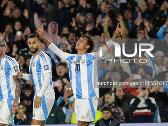 Paulo Dybala of Argentina celebrates after scoring the third goal of his team during the FIFA World Cup 2026 Qualifier match between Argenti...