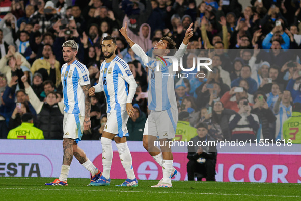 Paulo Dybala of Argentina celebrates after scoring the third goal of his team during the FIFA World Cup 2026 Qualifier match between Argenti...