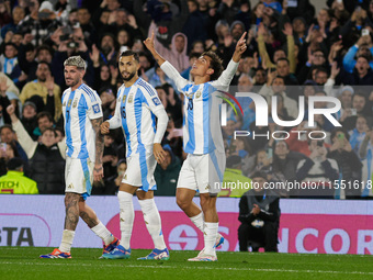 Paulo Dybala of Argentina celebrates after scoring the third goal of his team during the FIFA World Cup 2026 Qualifier match between Argenti...