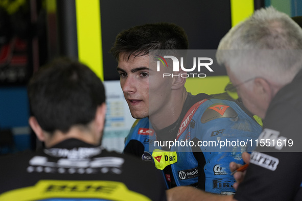 David Munoz of Spain and BOE Motorsports looks on track during Moto3 Free Practice of MotoGP Of San Marino at Misano World Circuit in Misano...