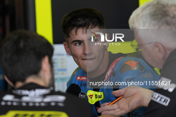 David Munoz of Spain and BOE Motorsports looks on track during Moto3 Free Practice of MotoGP Of San Marino at Misano World Circuit in Misano...