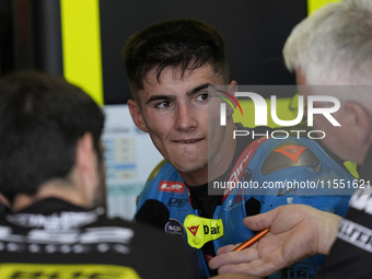 David Munoz of Spain and BOE Motorsports looks on track during Moto3 Free Practice of MotoGP Of San Marino at Misano World Circuit in Misano...