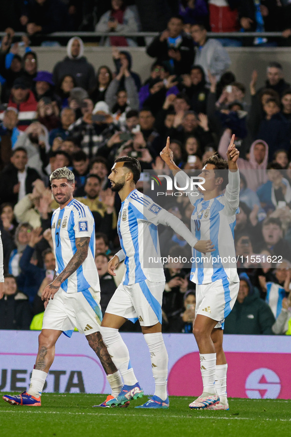 Paulo Dybala of Argentina celebrates after scoring the third goal of his team during the FIFA World Cup 2026 Qualifier match between Argenti...