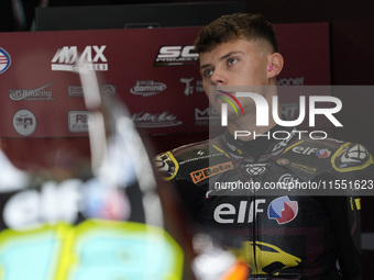 Filip Salac of Czechia and ELF Marc VDS Racing Team looks on track during Moto2 Free Practice of MotoGP Of San Marino at Misano World Circui...