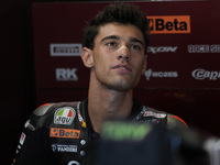 Tony Arbolino of Italy and ELF Marc VDS Racing Team looks on track during Moto2 Free Practice of MotoGP Of San Marino at Misano World Circui...