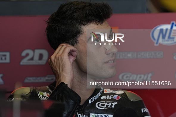 Tony Arbolino of Italy and ELF Marc VDS Racing Team looks on track during Moto2 Free Practice of MotoGP Of San Marino at Misano World Circui...