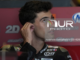 Tony Arbolino of Italy and ELF Marc VDS Racing Team looks on track during Moto2 Free Practice of MotoGP Of San Marino at Misano World Circui...