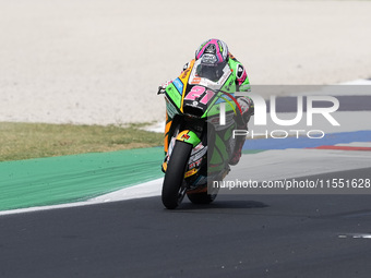 Alonso Lopez of Spain and SpeedUp Racing rides on track during Moto2 Free Practice of MotoGP Of San Marino at Misano World Circuit in Misano...