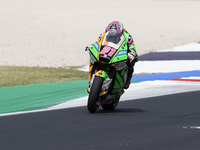 Alonso Lopez of Spain and SpeedUp Racing rides on track during Moto2 Free Practice of MotoGP Of San Marino at Misano World Circuit in Misano...