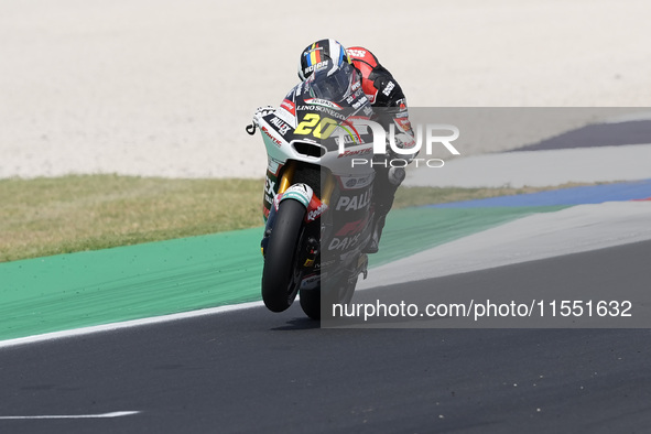 Xavi Cardelus of Andorra and Fantic Racing rides on track during Moto2 Free Practice of MotoGP of San Marino at Misano World Circuit in Misa...