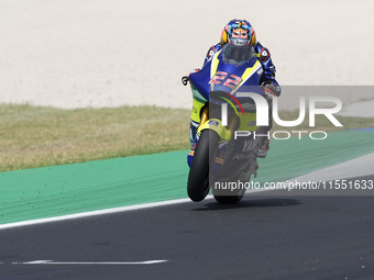 Ayumu Sasaki of Japan and the Yamaha VR46 Master Camp Team rides on track during Moto2 Free Practice of MotoGP Of San Marino at Misano World...