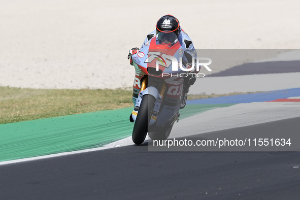 Albert Arenas of Spain and QJMOTOR Gresini Moto2 during Free Practice of MotoGP of San Marino at Misano World Circuit in Misano Adriatico, I...