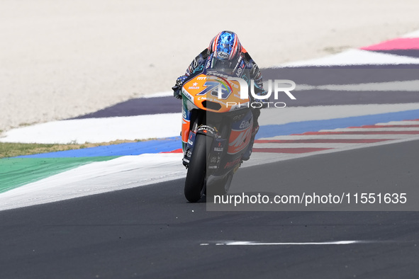 Ai Ogura of Japan and MT Helmets - MSI rides on track during Moto2 Free Practice of MotoGP Of San Marino at Misano World Circuit in Misano A...