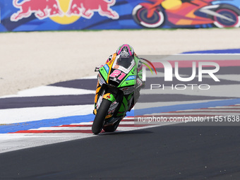 Alonso Lopez of Spain and SpeedUp Racing rides on track during Moto2 Free Practice of MotoGP Of San Marino at Misano World Circuit in Misano...