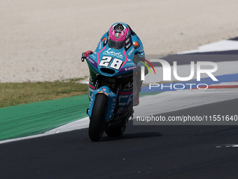 Izan Guevara of Spain and CFMOTO Aspar Team rides on track during Moto2 Free Practice of MotoGP Of San Marino at Misano World Circuit in Mis...