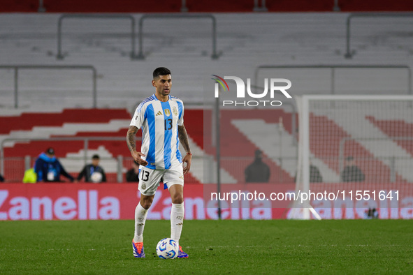 Cristian Romero of Argentina is in action during the FIFA World Cup 2026 Qualifier match between Argentina and Chile at Estadio Mas Monument...