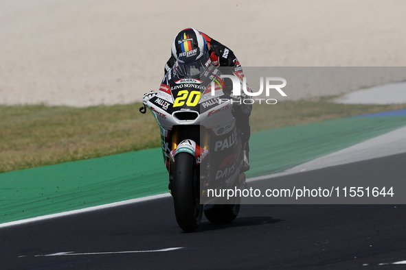 Xavi Cardelus of Andorra and Fantic Racing rides on track during Moto2 Free Practice of MotoGP of San Marino at Misano World Circuit in Misa...