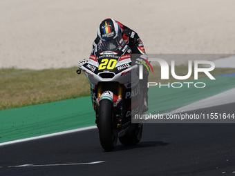 Xavi Cardelus of Andorra and Fantic Racing rides on track during Moto2 Free Practice of MotoGP of San Marino at Misano World Circuit in Misa...