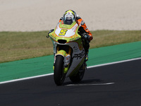 Jaume Masia of Spain and Preicanos Racing Team rides on track during Moto2 Free Practice of MotoGP Of San Marino at Misano World Circuit in...