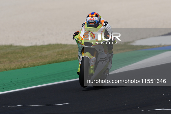 Bo Bendsneyder of the Netherlands and the Preicanos Racing Team rides on track during Moto2 Free Practice of MotoGP of San Marino at Misano...