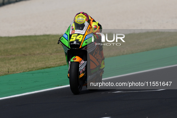 Fermin Aldeguer of Spain and SpeedUp Racing ride on track during Moto2 Free Practice of MotoGP Of San Marino at Misano World Circuit in Misa...