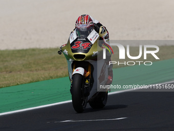 Mario Suryo Aji of Indonesia and IDEMITSU Honda Team Asia rides on track during Moto2 Free Practice of MotoGP Of San Marino at Misano World...