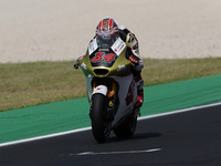 Mario Suryo Aji of Indonesia and IDEMITSU Honda Team Asia rides on track during Moto2 Free Practice of MotoGP Of San Marino at Misano World...