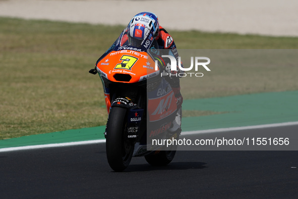 Sergio Garcia of Spain and MT Helmets - MSI rides on track during Moto2 Free Practice of MotoGP of San Marino at Misano World Circuit in Mis...