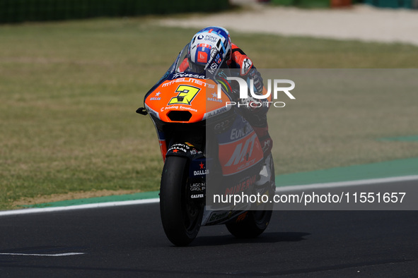 Sergio Garcia of Spain and MT Helmets - MSI rides on track during Moto2 Free Practice of MotoGP of San Marino at Misano World Circuit in Mis...