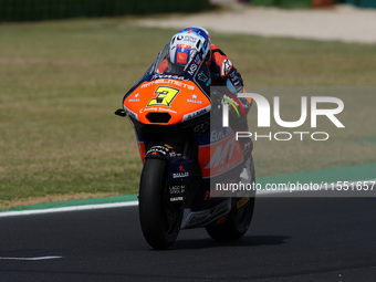 Sergio Garcia of Spain and MT Helmets - MSI rides on track during Moto2 Free Practice of MotoGP of San Marino at Misano World Circuit in Mis...