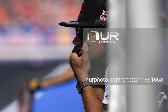 Jorge Martin of Spain and Prima Pramac Racing looks on at the box during Free Practice of MotoGP of San Marino at Misano World Circuit in Mi...