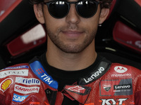 Enea Bastianini of Italy and Ducati Lenovo Team looks on at the box during Free Practice of MotoGP of San Marino at Misano World Circuit in...