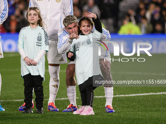 Rodrigo de Paul of Argentina stands during anthems before the FIFA World Cup 2026 Qualifier match between Argentina and Chile at Estadio Mas...